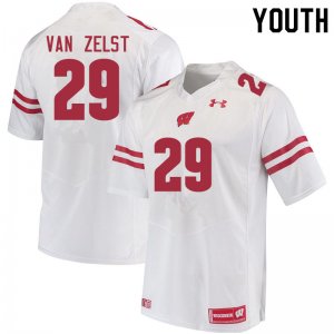 Youth Wisconsin Badgers NCAA #29 Nate Van Zelst White Authentic Under Armour Stitched College Football Jersey OZ31R32ZJ